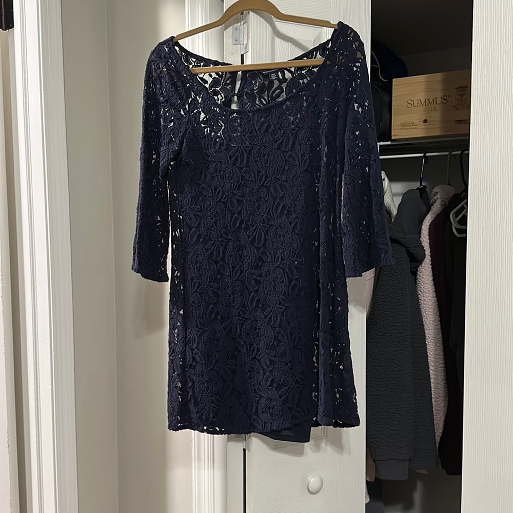 Navy blue, lace American eagle long sleeve dress